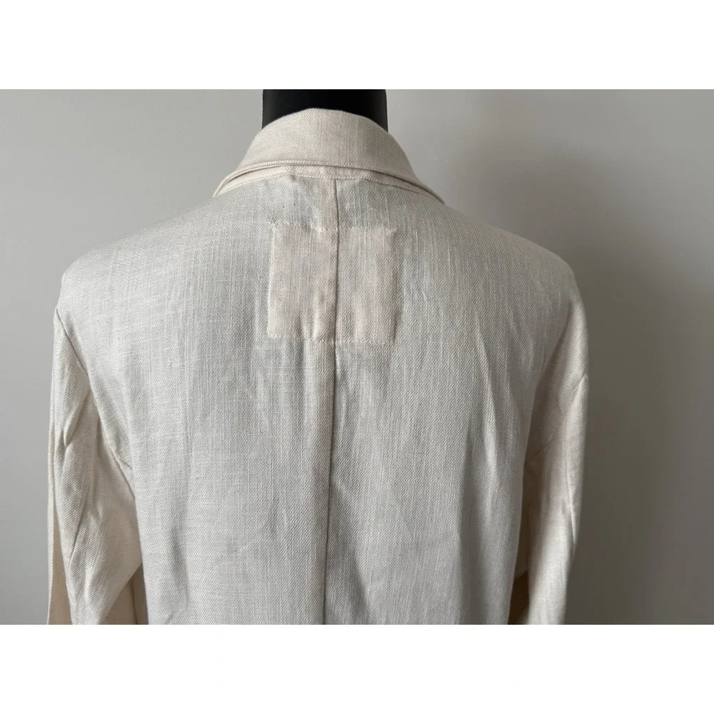 Stoosh Women's M Linen Blend Open Front Blazer Pockets